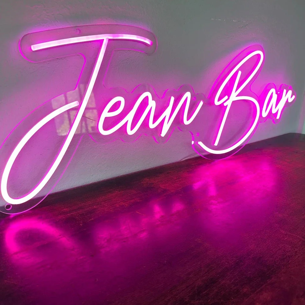 Custom Pink LED Neon Script‎ Sign Jean Bar Acrylic Wall Light 36